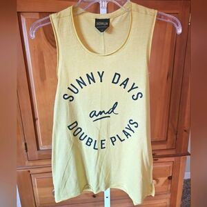 Baseballism Womens Medium Tank Baseball Mom Yellow Navy